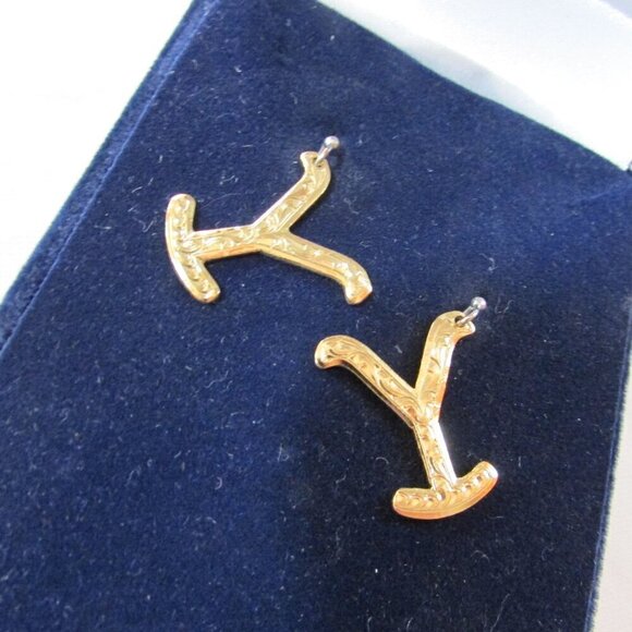 Montana Silversmiths the Y Yellowstone Brand Earrings - Picture 2 of 2